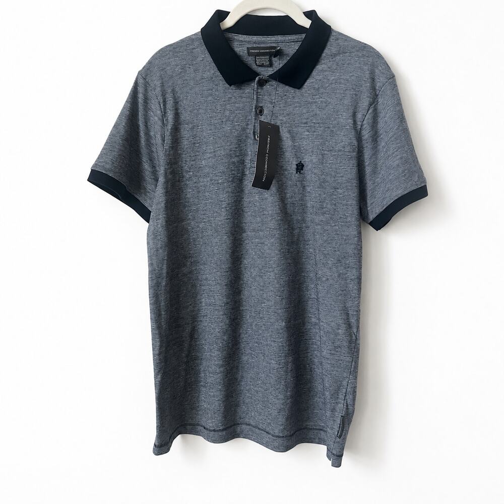 French Connection Men’s Gray & Black Micro-Stripe Polo Shirt – M
100% Cotton